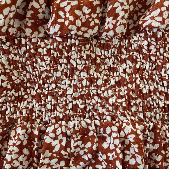Endless Blu NWT Brown/Rust Coloured Floral Print Flowy Dress Size S - Picture 8 of 10